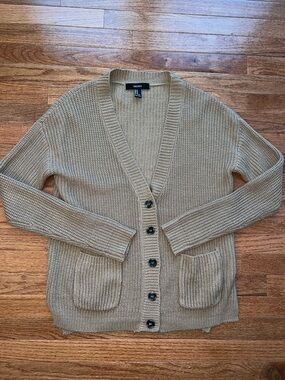 Forever 21 Tan Knit Button Down Half Cardigan Women’s Size Medium